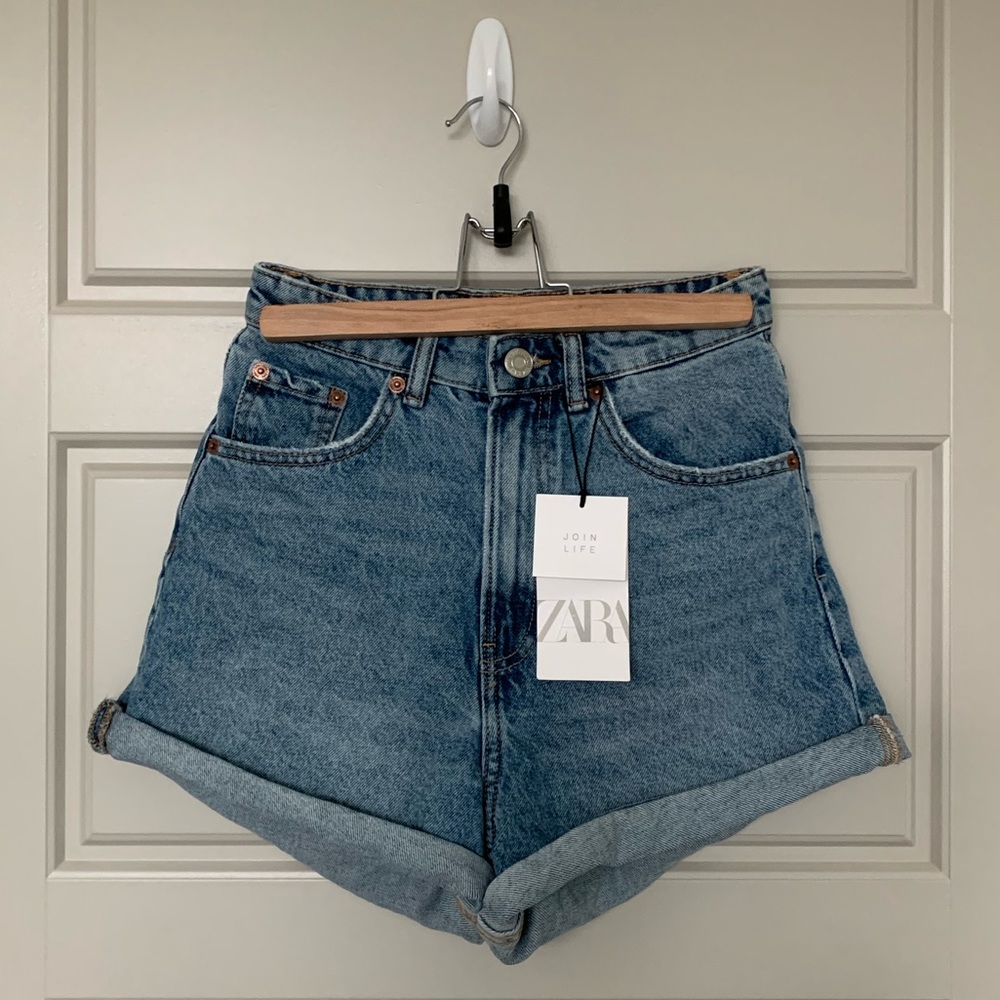 ZARA High Waisted Mom Denim Shorts